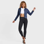 جاكيت جينز - أزرق داكن + خياطة صفراء