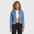 جاكيت جينز - أزرق فاتح + خياطة صفراء