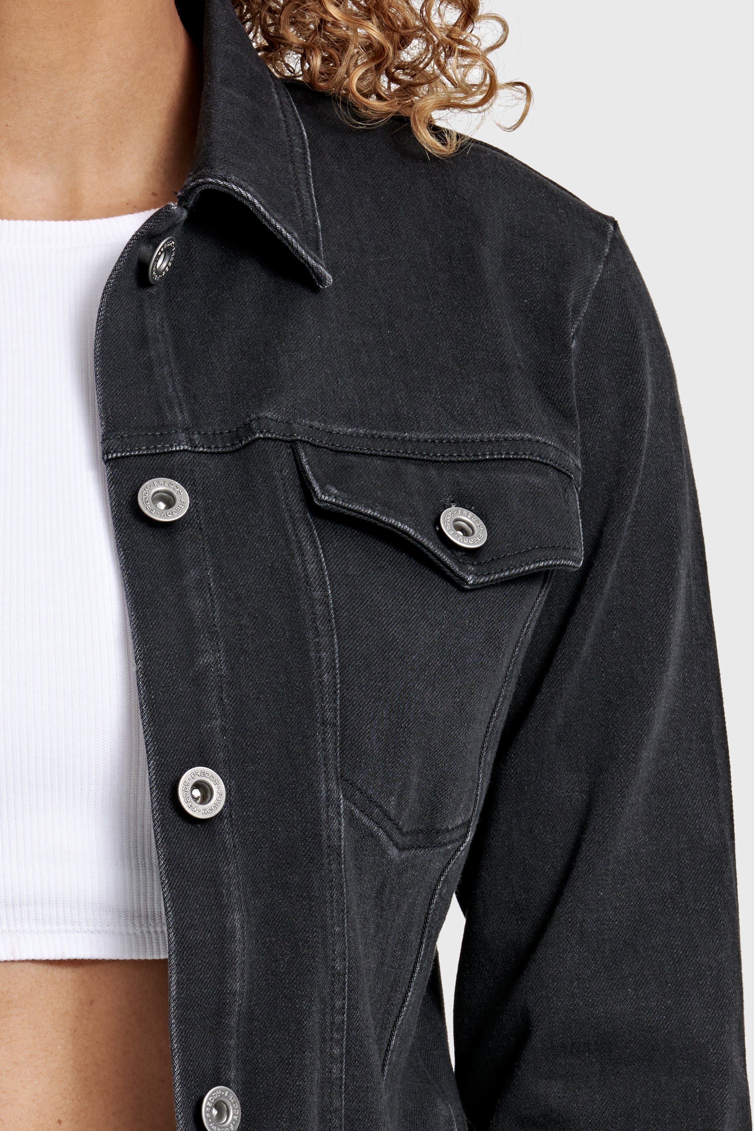 Denim Jacket - Black + Black Stitching