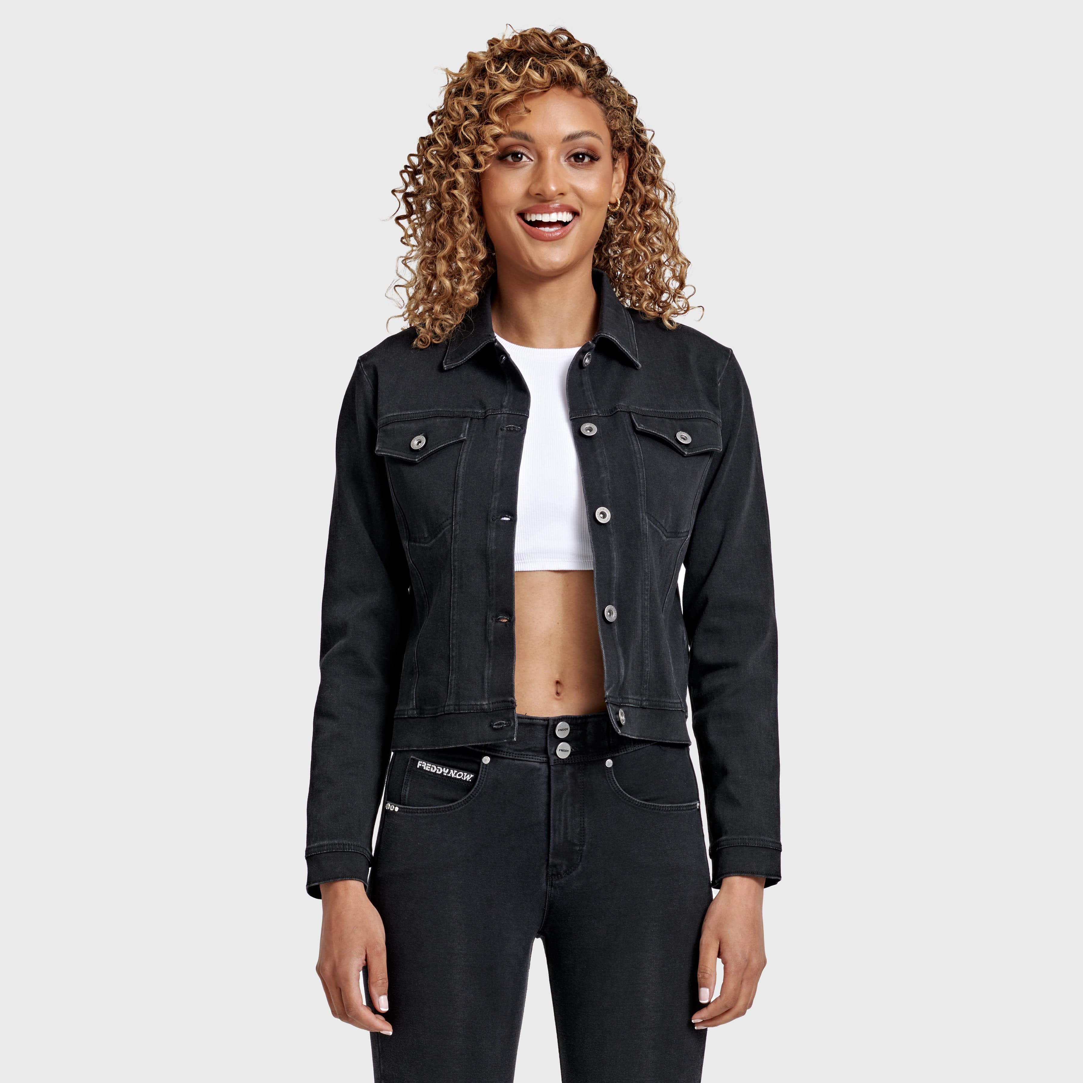 Denim Jacket - Black + Black Stitching