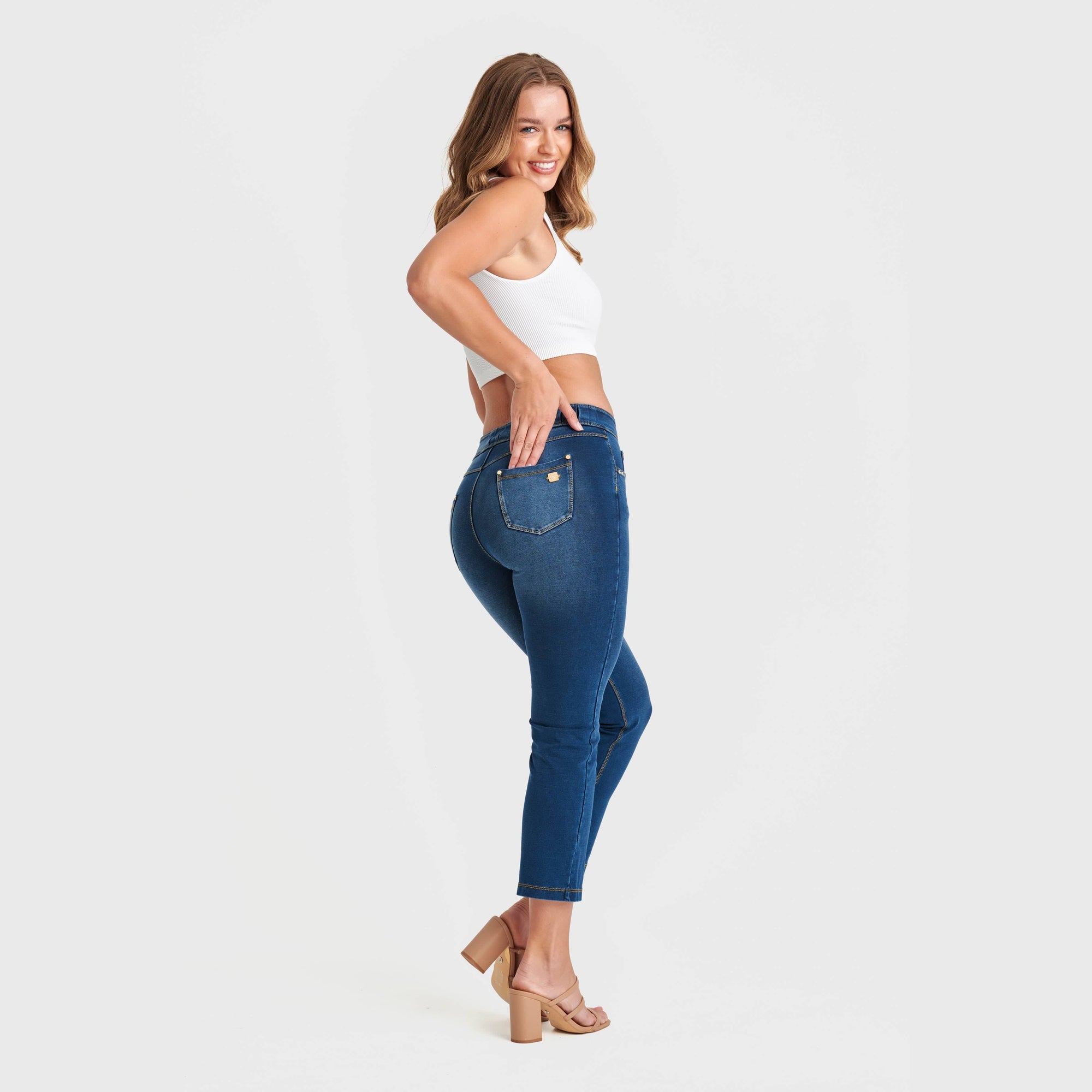 N.O.W® Denim Limited Edition - High Waisted - Kick Flare - Blue + Yellow Stitching