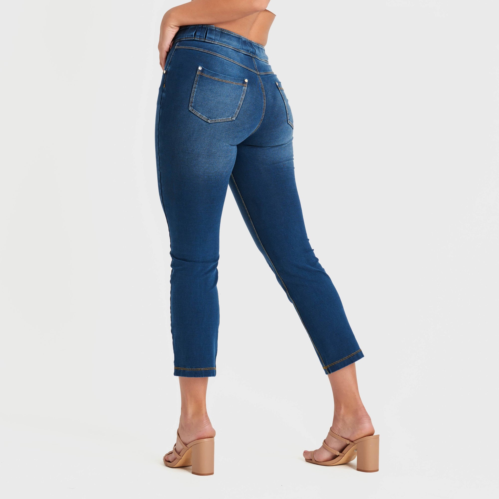 N.O.W® Denim Limited Edition - High Waisted - Kick Flare - Blue + Yellow Stitching