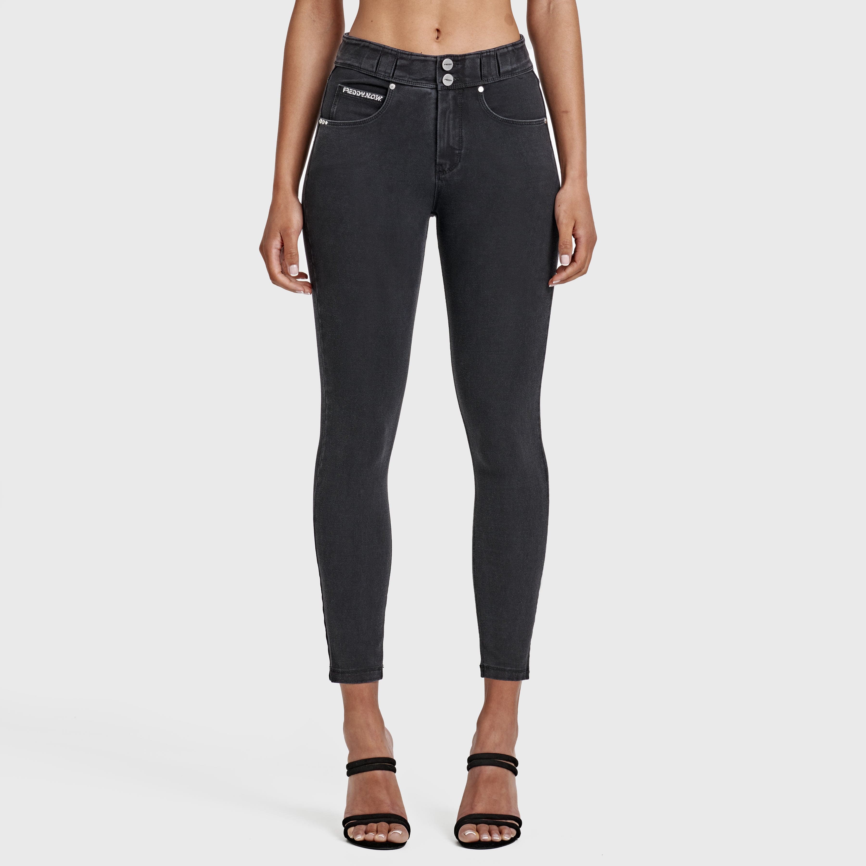 N.O.W® Denim - High Waisted - 7/8 Length - Black + Black Stitching