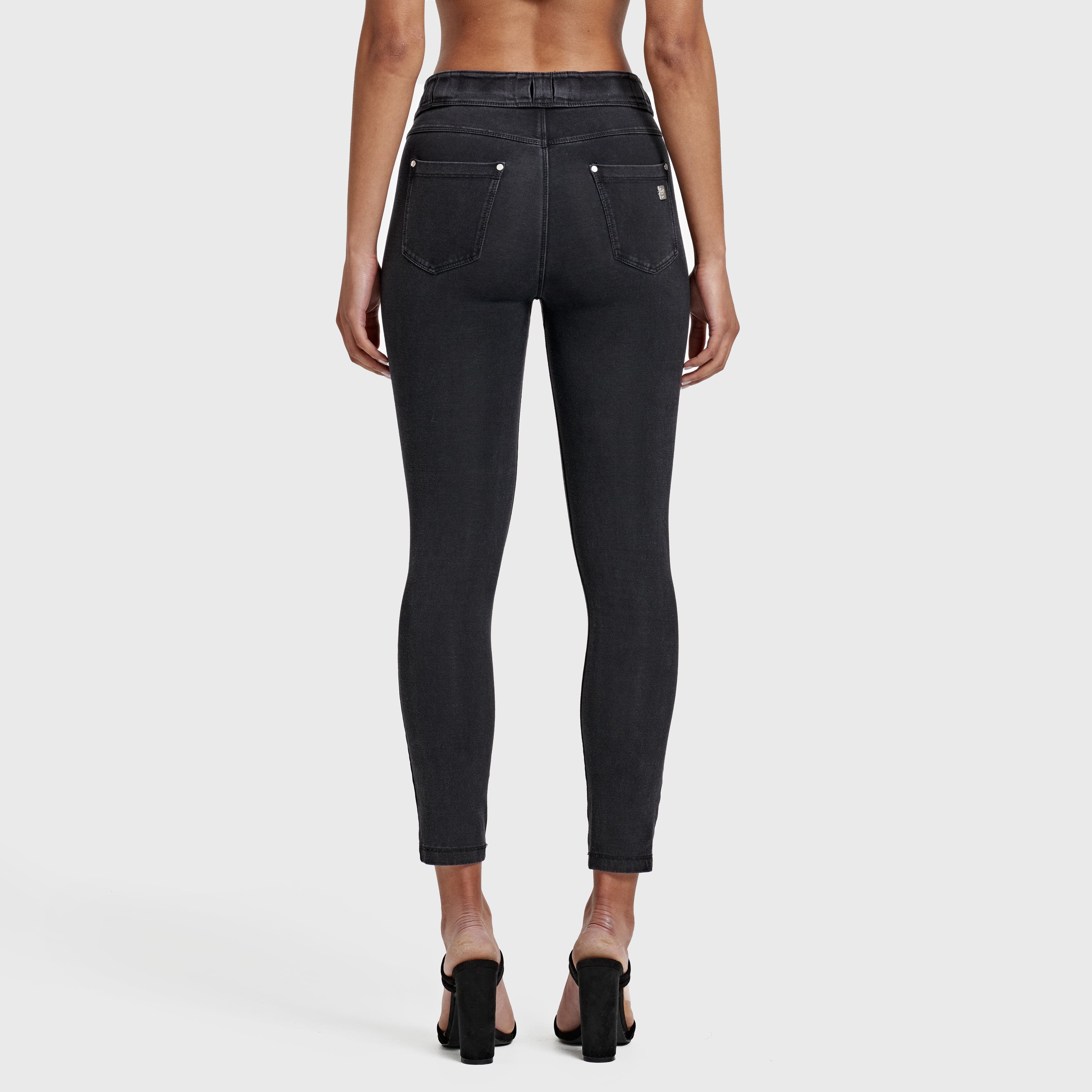 N.O.W® Denim - High Waisted - 7/8 Length - Black + Black Stitching