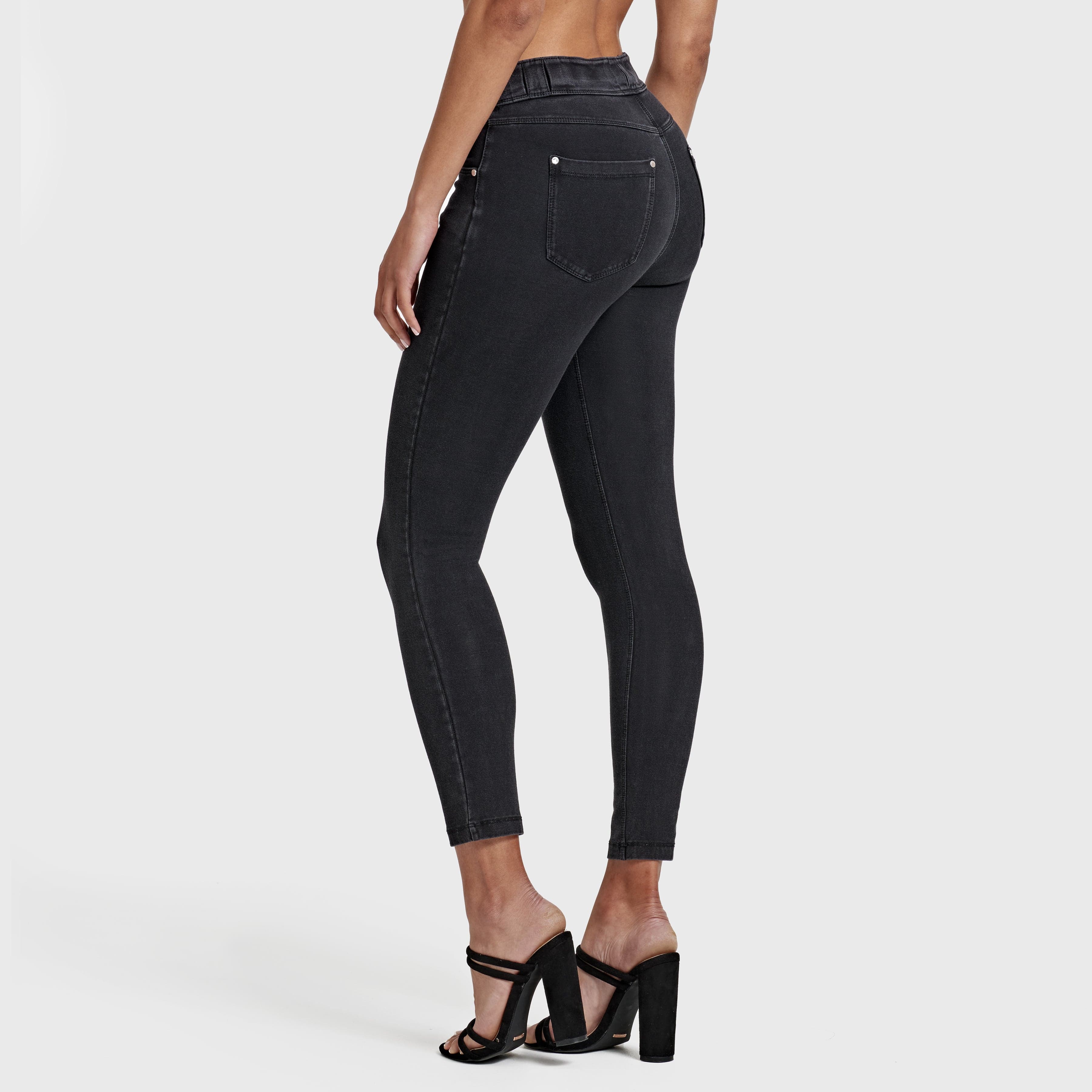 N.O.W® Denim - High Waisted - 7/8 Length - Black + Black Stitching