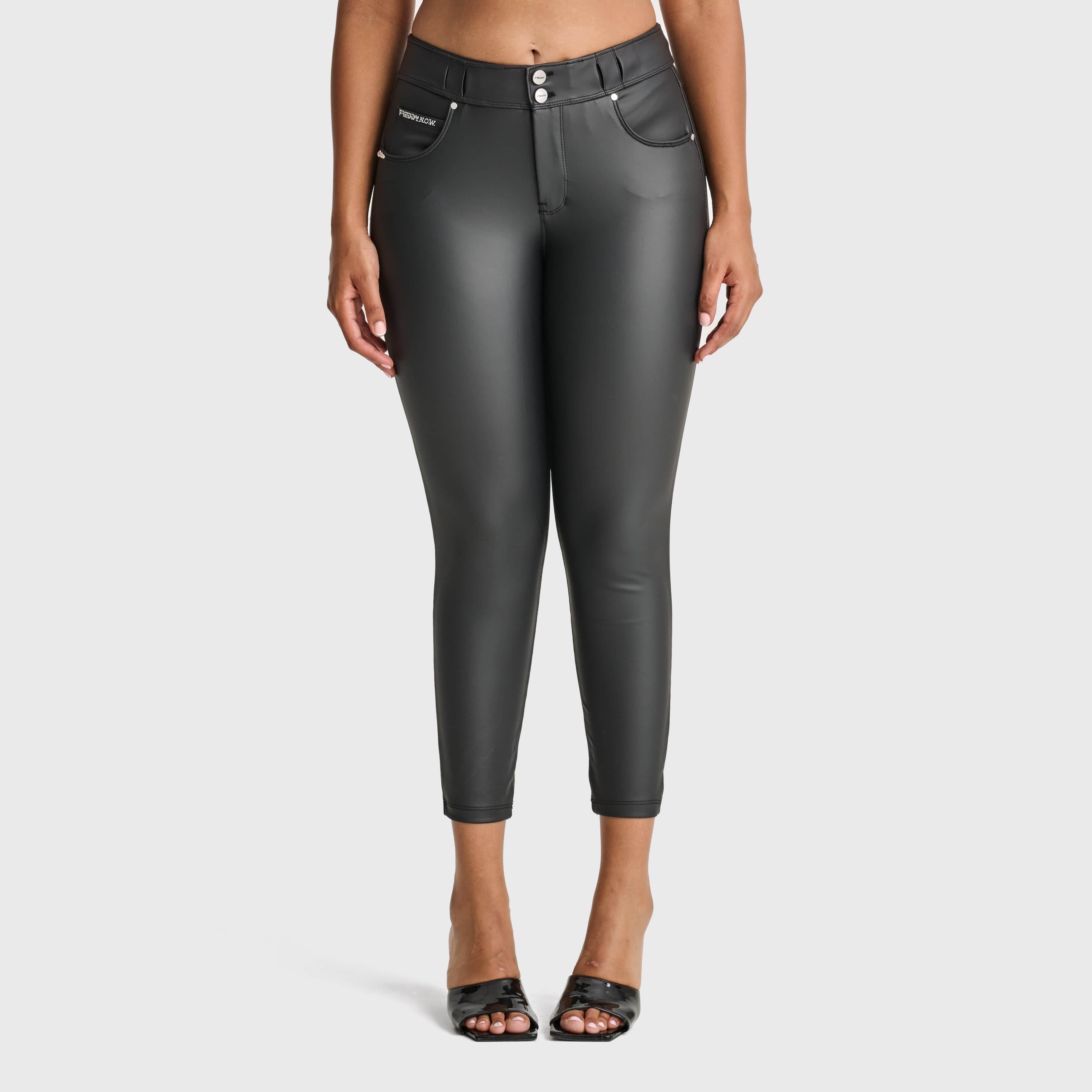 ناو® جلد صناعي - خصر مرتفع - طول 7/8 - أسود 