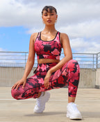 حمالة صدر رياضية بنقشة زهور كاملة - بوردو