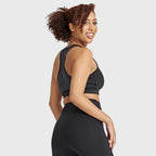 حمالة صدر رياضية بنقشة جلد حيوانية من الخلف - أسود