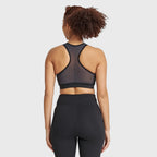 حمالة صدر رياضية بنقشة جلد حيوانية من الخلف - أسود