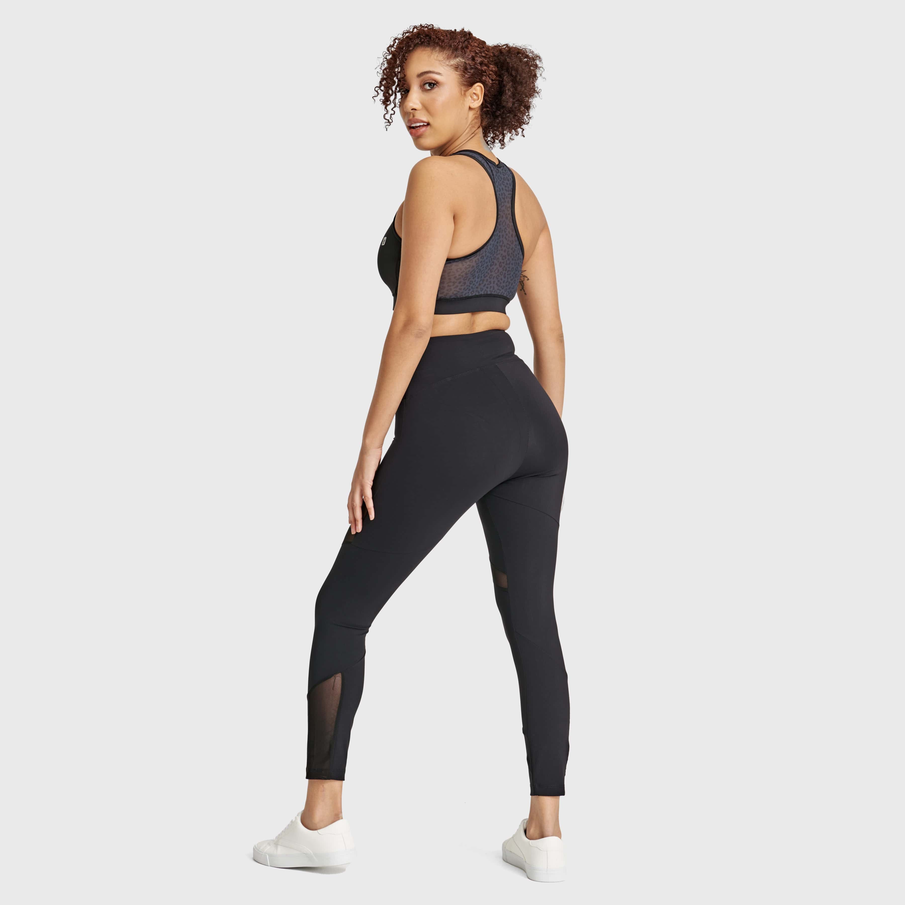 حمالة صدر رياضية بنقشة جلد حيوانية من الخلف - أسود