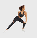 حمالة صدر رياضية بنقشة جلد حيوانية من الخلف - أسود