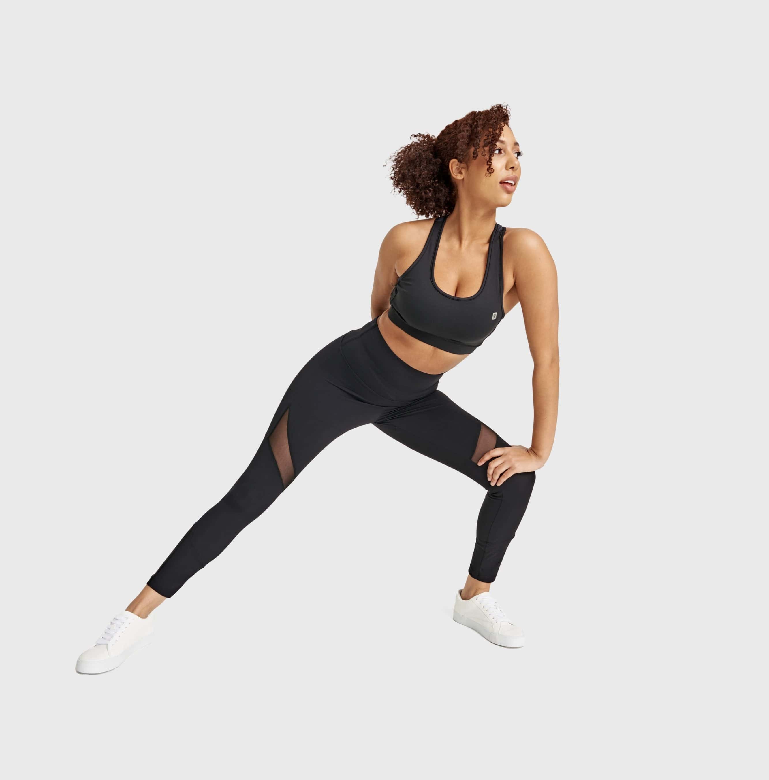 حمالة صدر رياضية بنقشة جلد حيوانية من الخلف - أسود