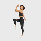 حمالة صدر رياضية بنقشة جلد حيوانية من الخلف - أسود