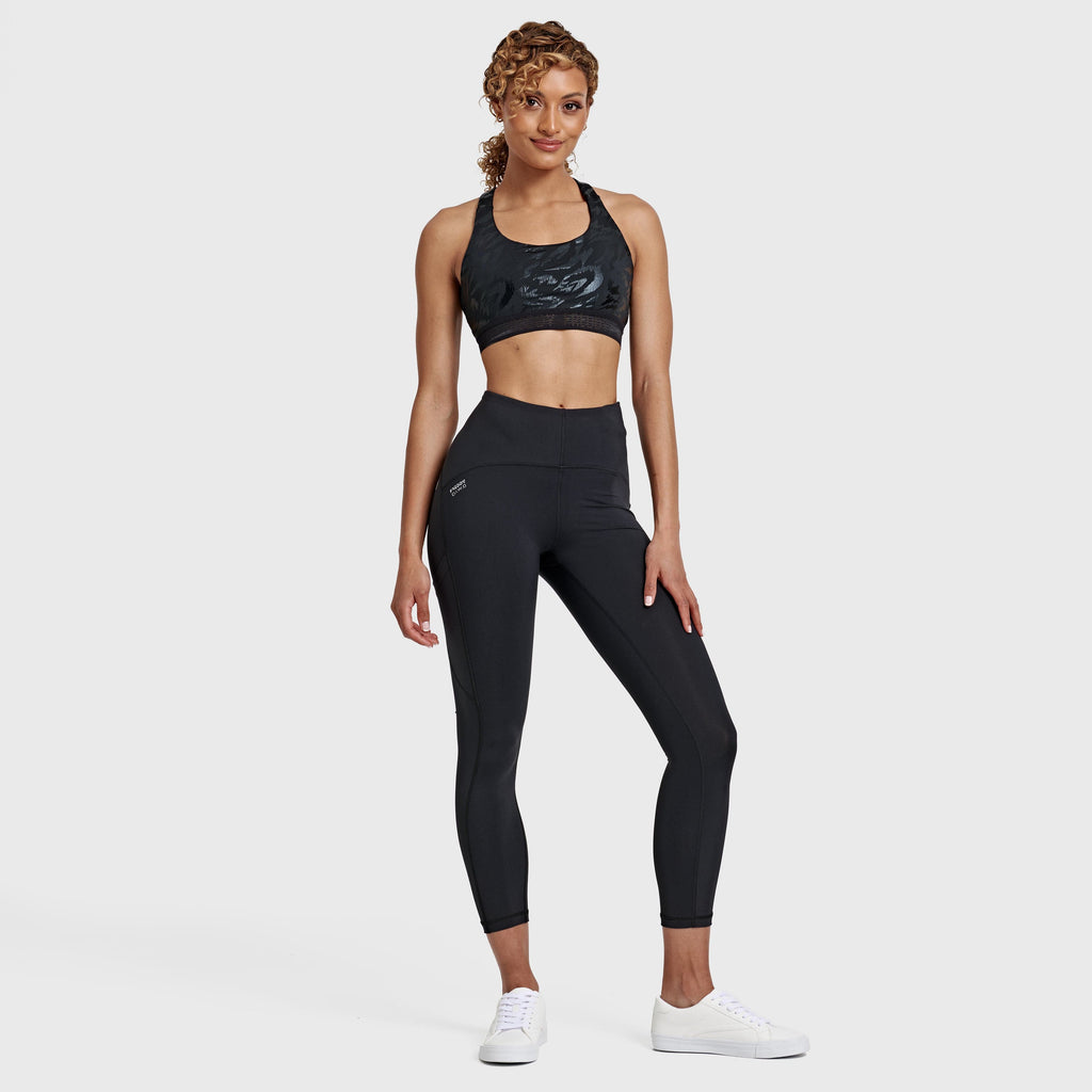 حمالة صدر رياضية بنقشة جلد الحمار الوحشي - أسود 