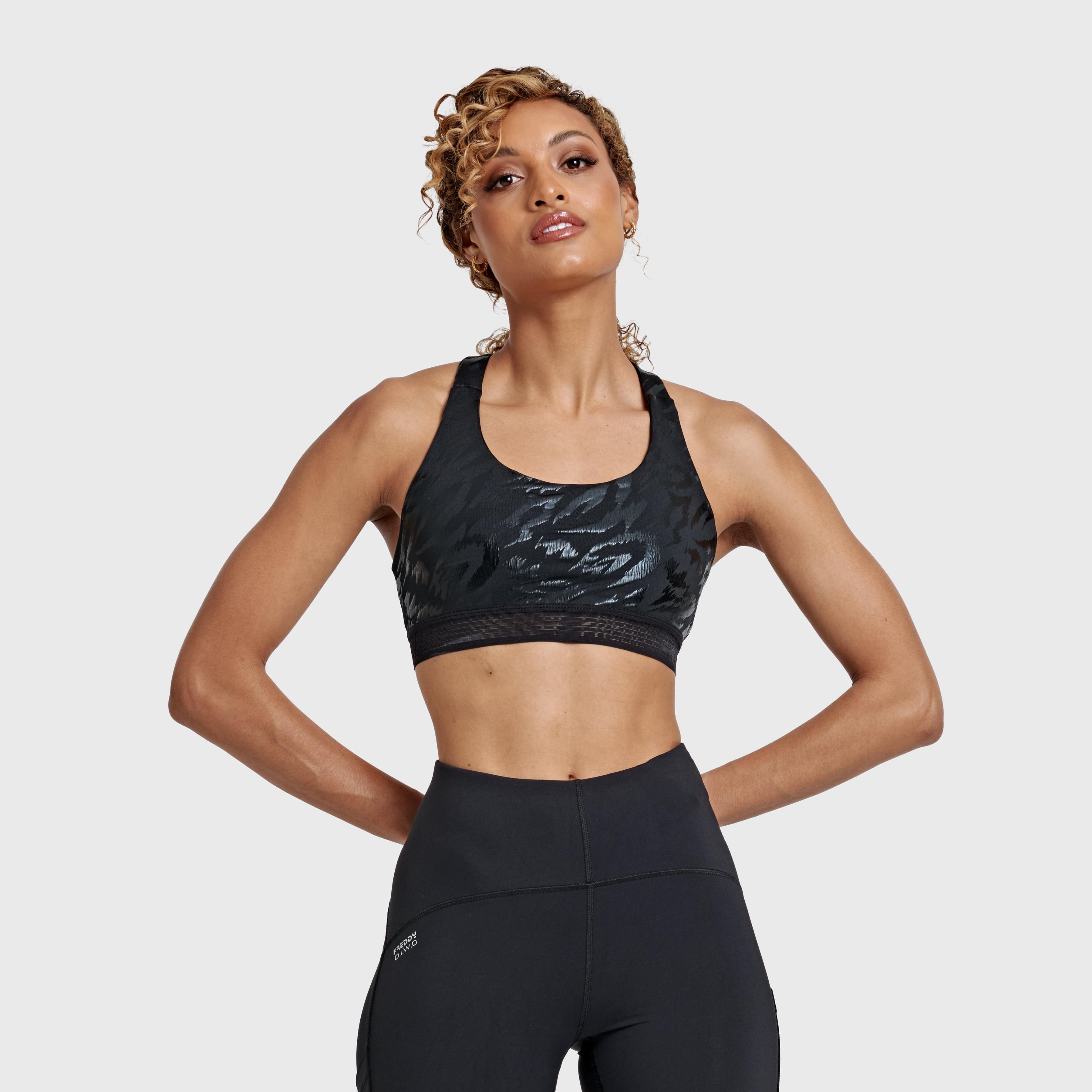 Sports Bra Tonal Zebra Print - Black