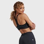 حمالة صدر رياضية بنقشة جلد الحمار الوحشي - أسود 