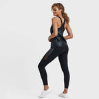 تيشيرت رياضي بدون أكمام بنقشة جلد الحمار الوحشي - أسود