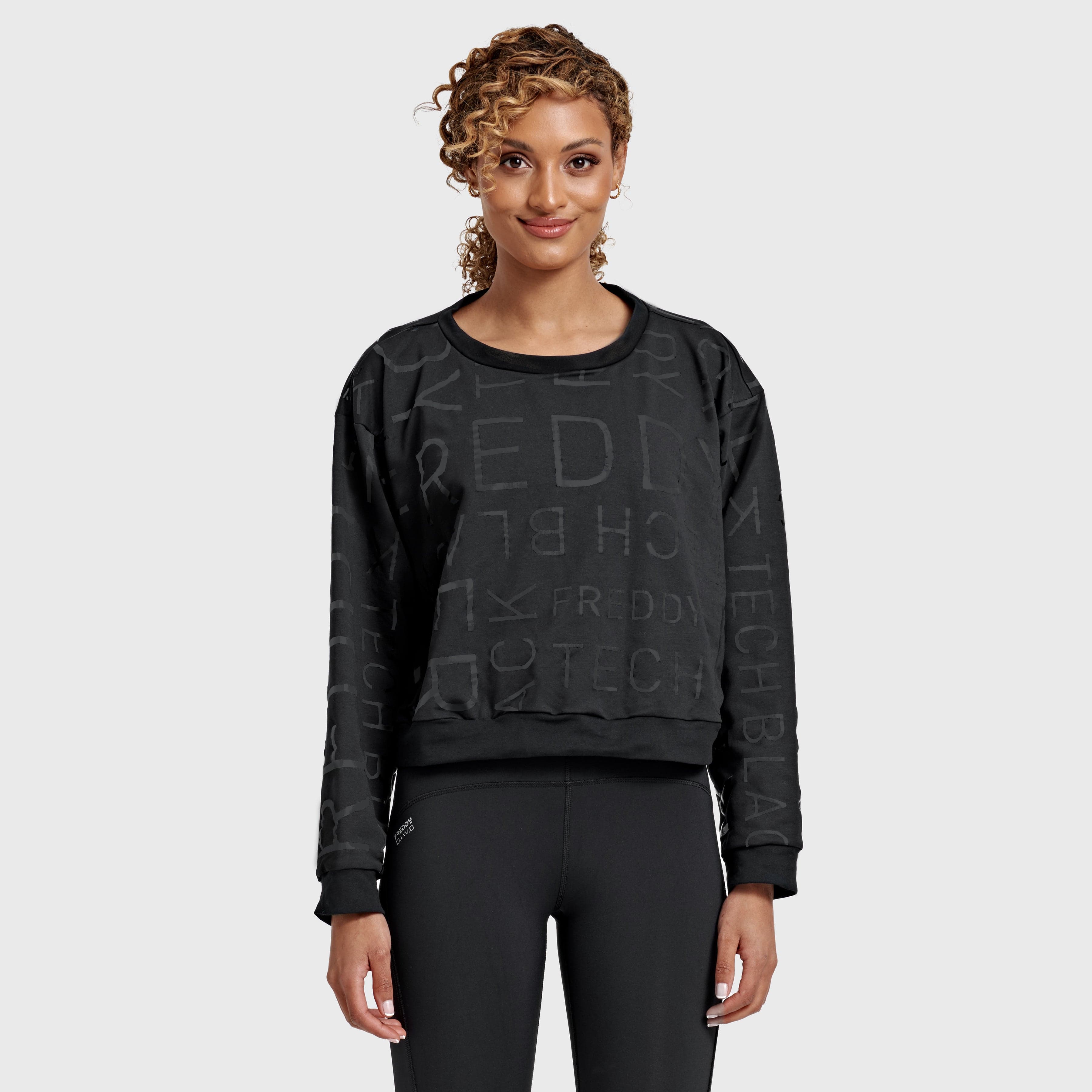 Cropped Jumper Shiny FREDDY Lettering - Black