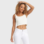 قميص داخلي قطني مضلع - أبيض