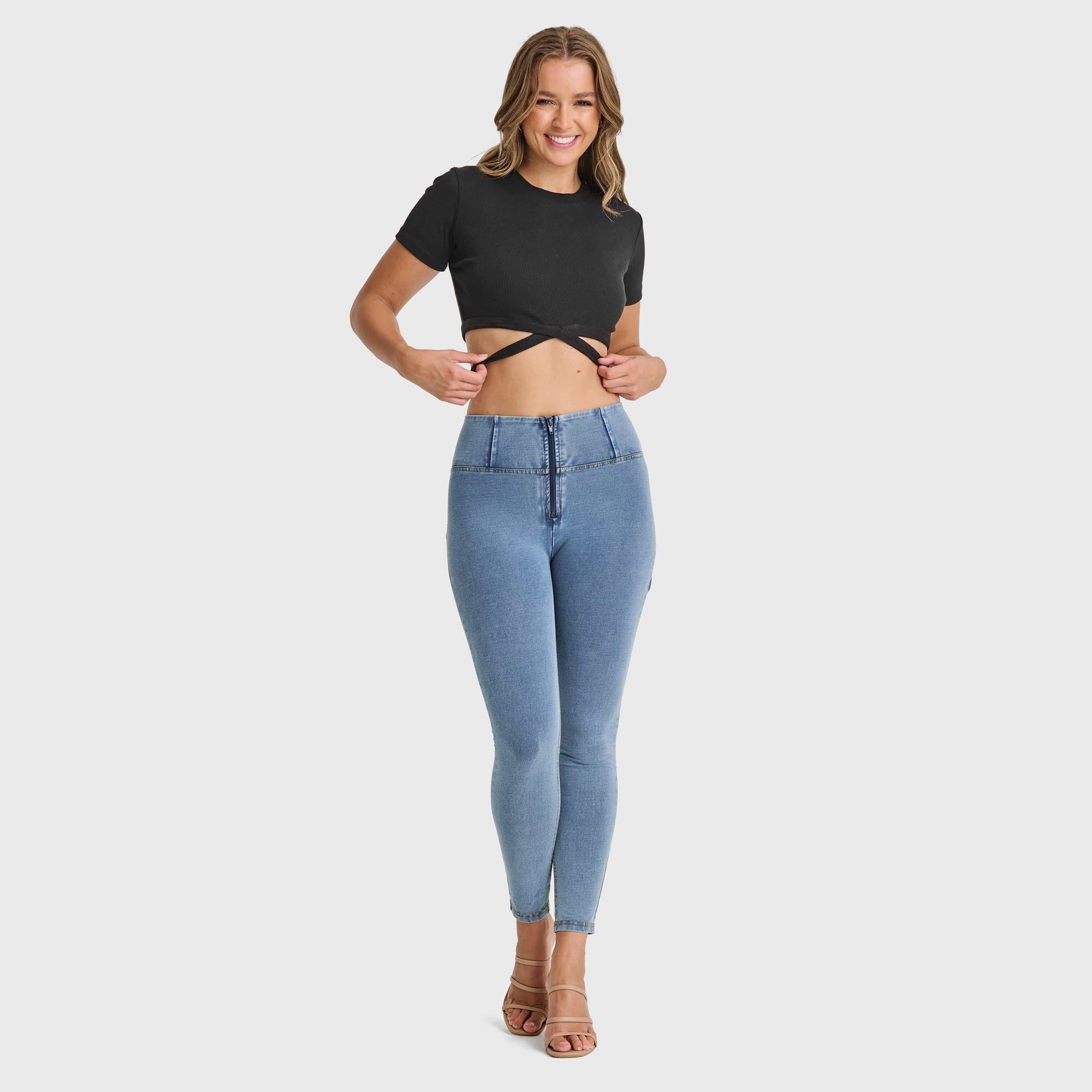 Cropped Wrap Around T Shirt - Black