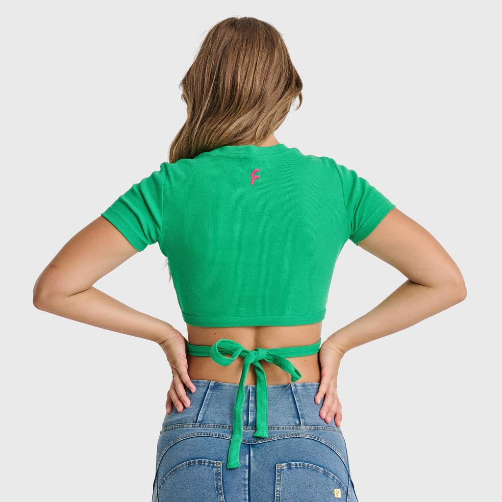 تيشيرت قصير ملفوف - أخضر