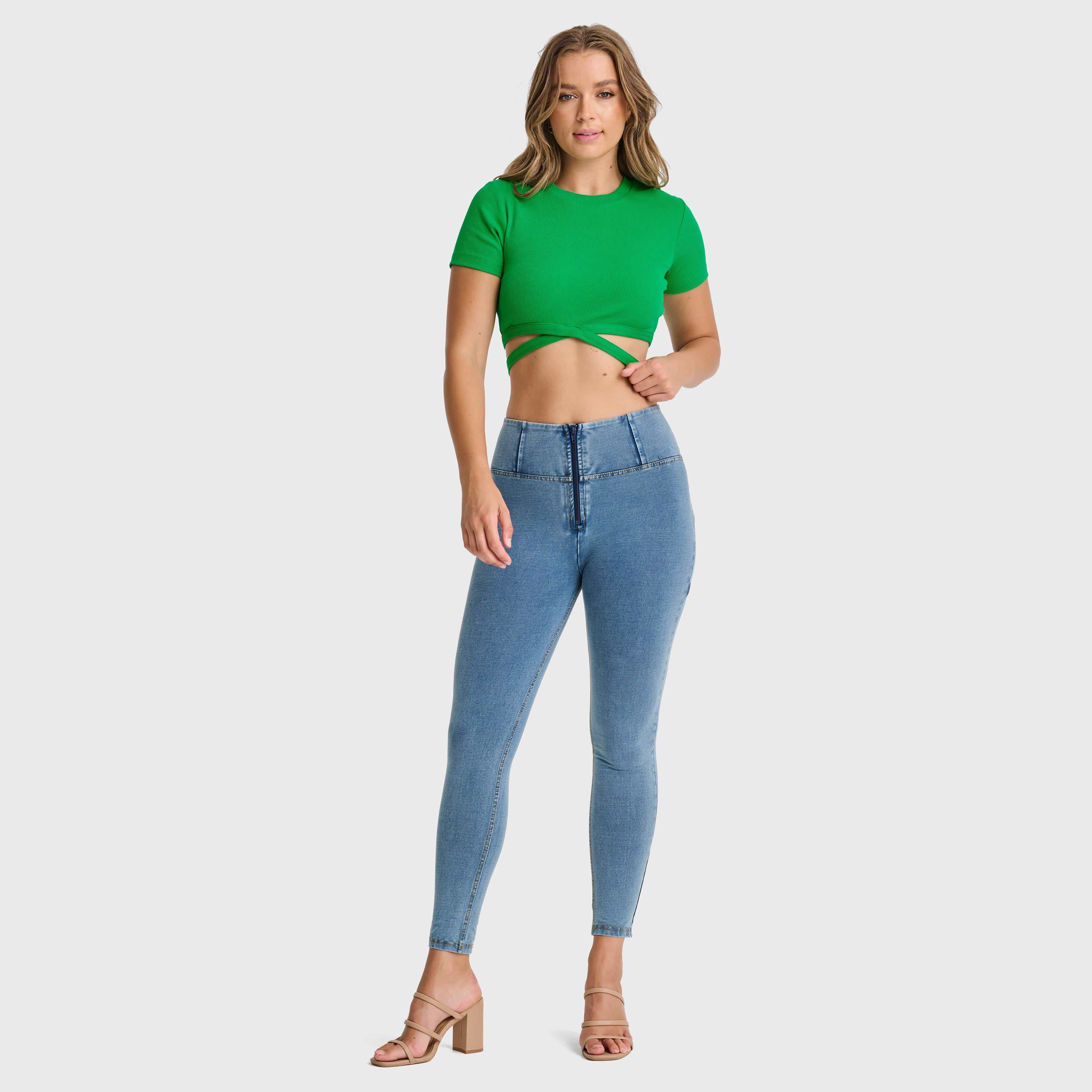 Cropped Wrap Around T Shirt - Green