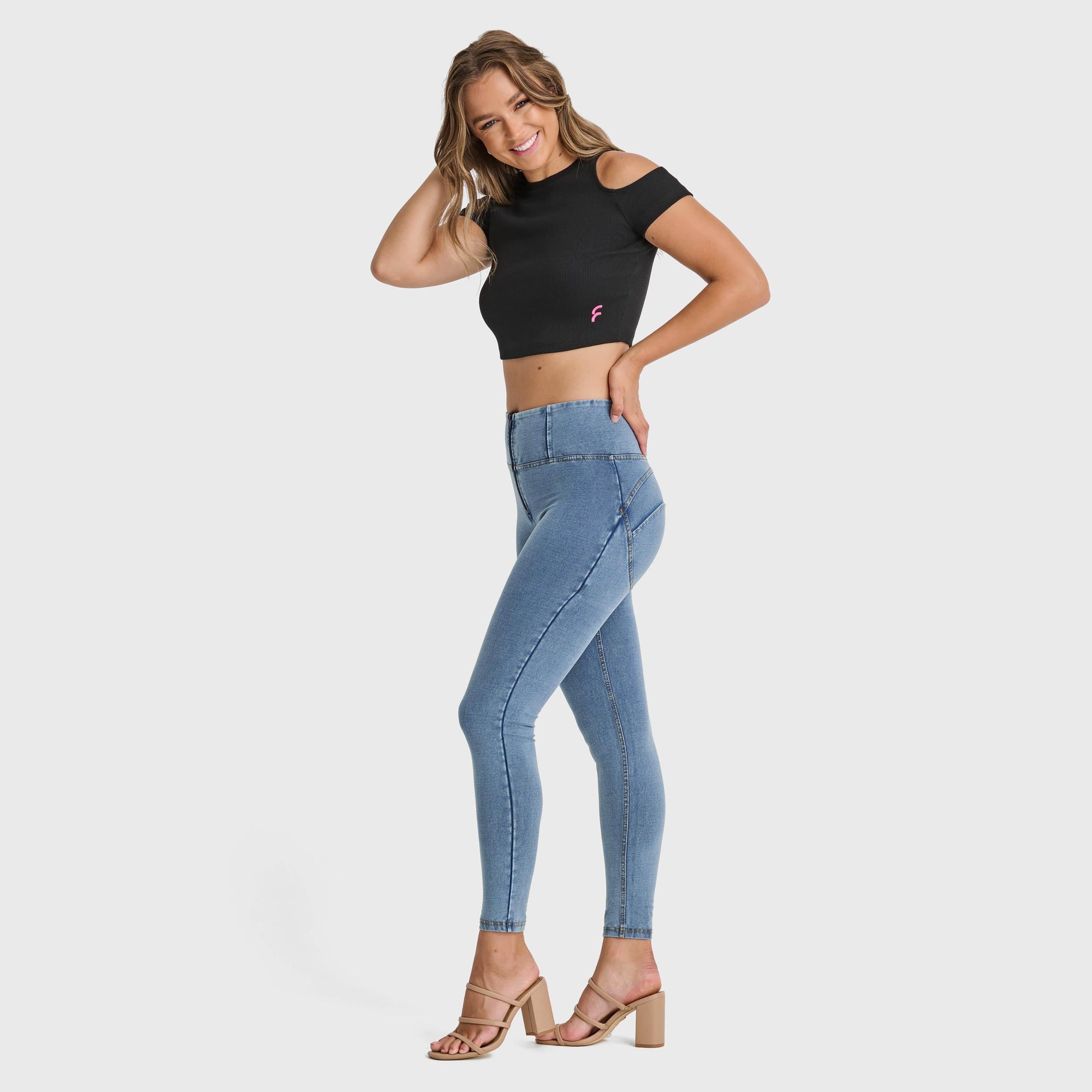 Cropped Cut Out T Shirt - Black