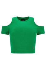 Cropped Cut Out T Shirt - Green