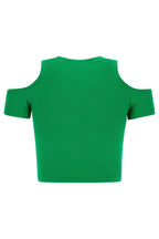 تيشيرت قصير بفتحات جانبية - أخضر