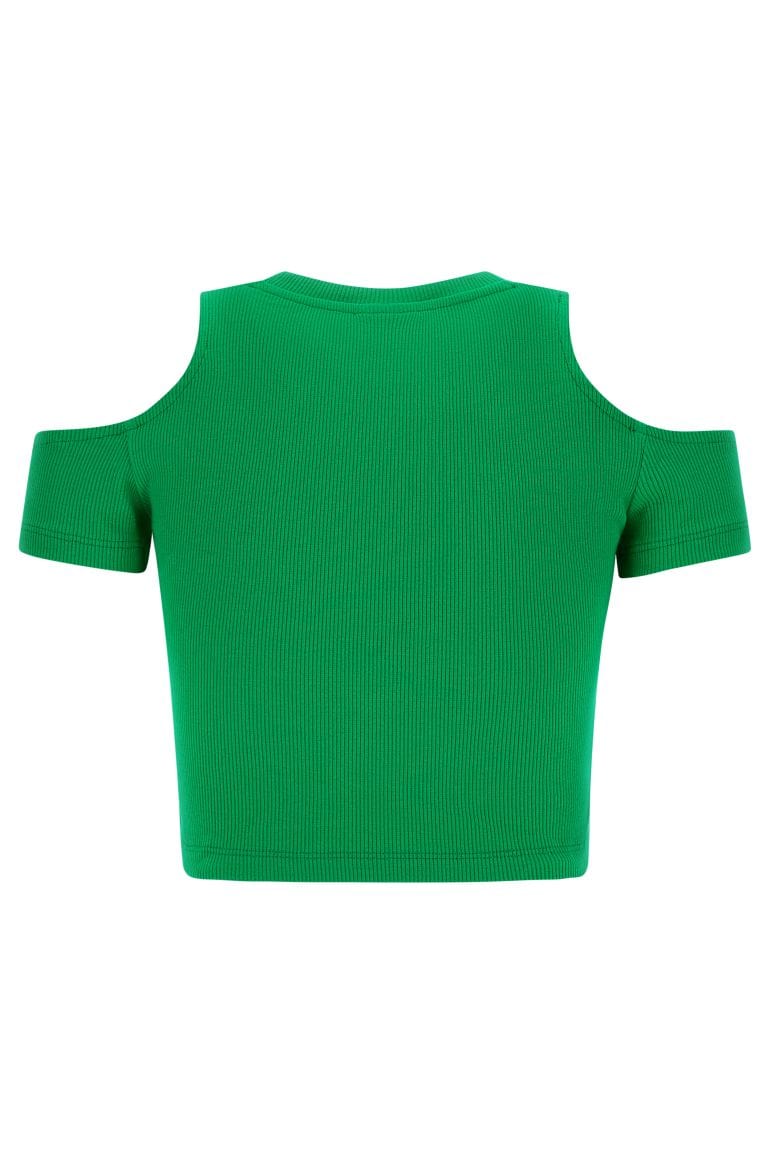 Cropped Cut Out T Shirt - Green