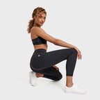 تيشيرت سوبر فيت ديوو بجيوب - خصر مرتفع - طول 7/8 - أسود 