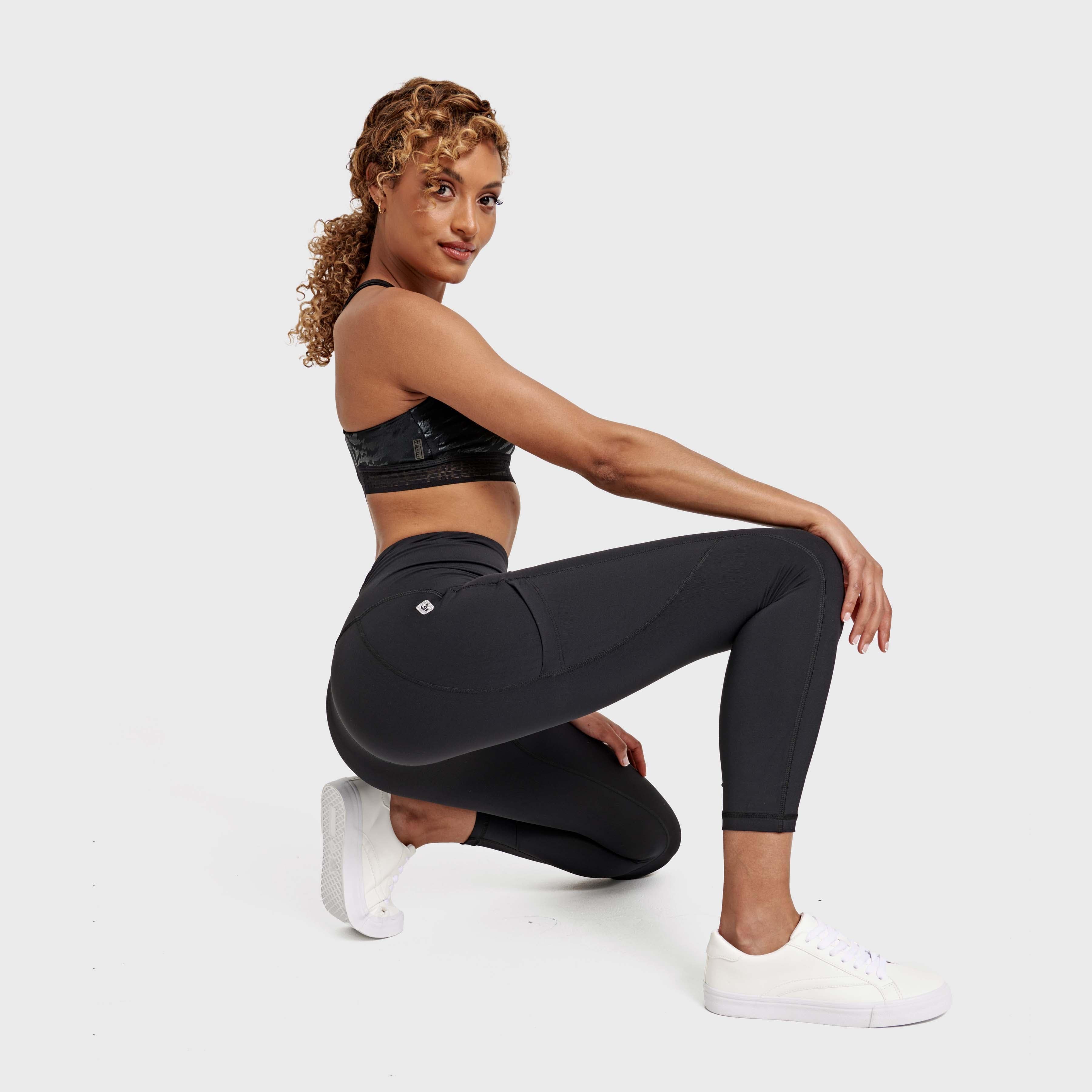 تيشيرت سوبر فيت ديوو بجيوب - خصر مرتفع - طول 7/8 - أسود 