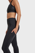 تيشيرت سوبر فيت ديوو بجيوب - خصر مرتفع - طول 7/8 - أسود 