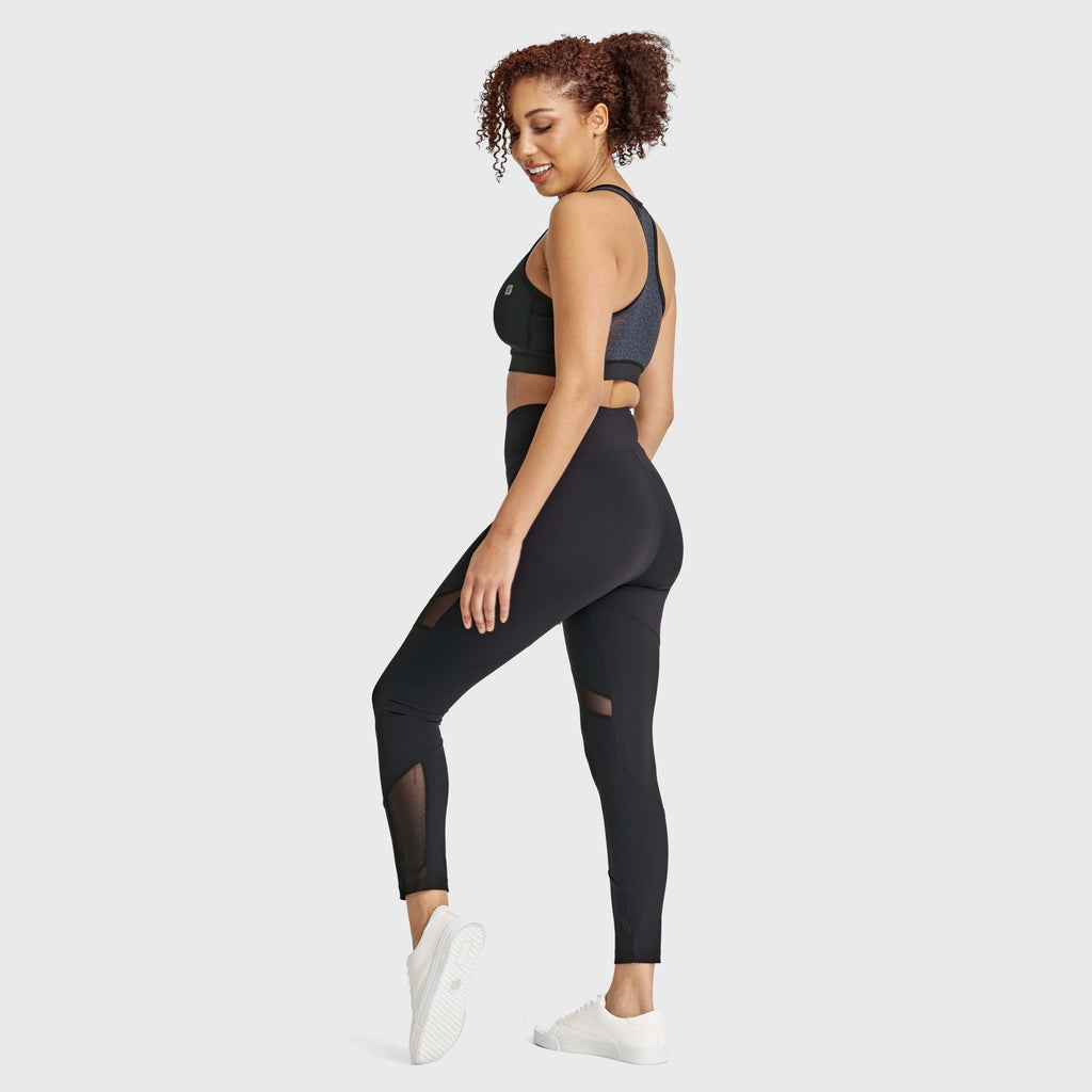 شورت رياضي سوبرفيت ديو برو بتفاصيل شبكية - خصر مرتفع - طول 7/8 - أسود 