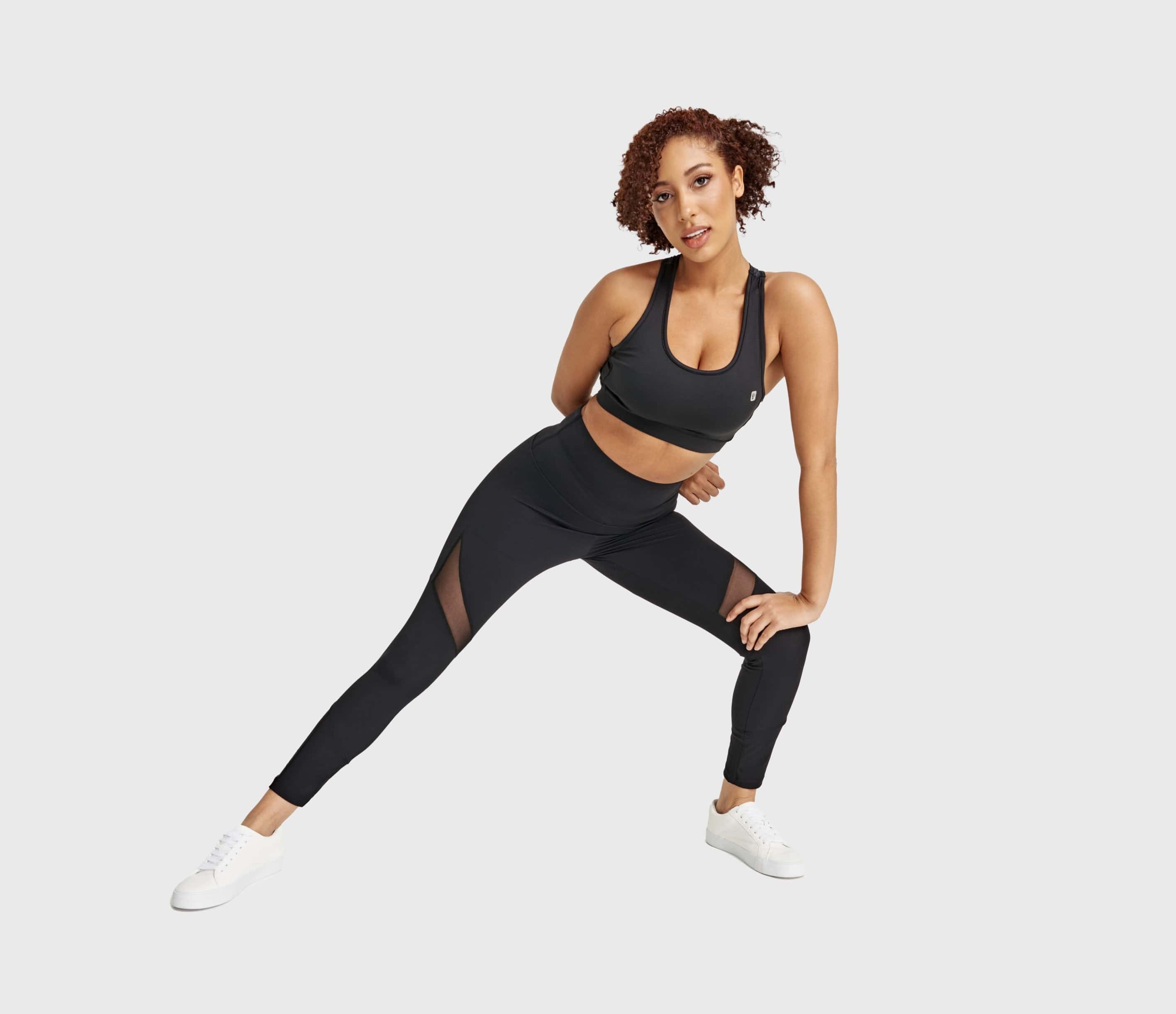 شورت رياضي سوبرفيت ديو برو بتفاصيل شبكية - خصر مرتفع - طول 7/8 - أسود 