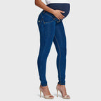 جينز للحوامل من WR.UP® - طول كامل - أزرق داكن مع خياطة صفراء