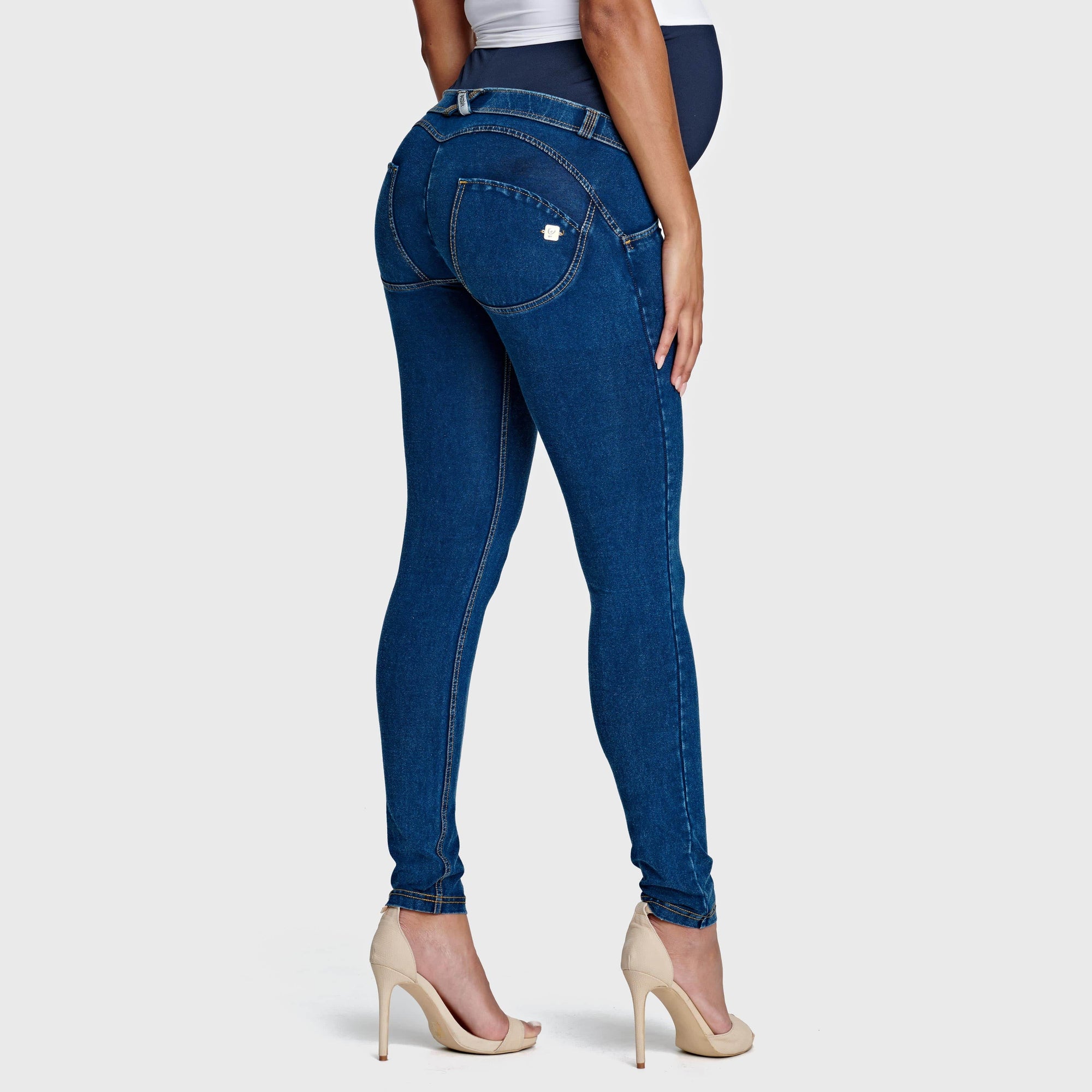 WR.UP® Maternity Denim - Full Length - Dark Blue + Yellow Stitching