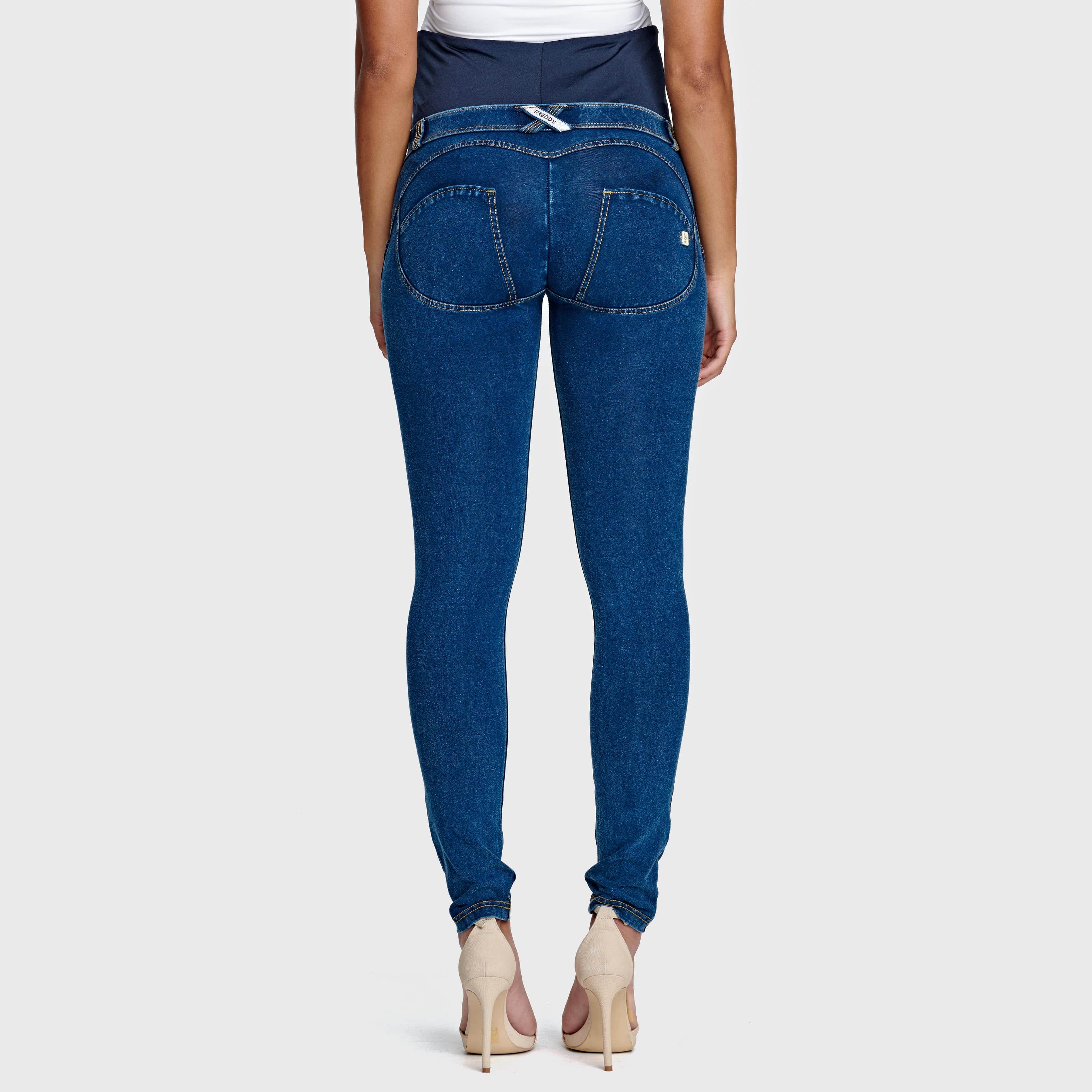 WR.UP® Maternity Denim - Full Length - Dark Blue + Yellow Stitching