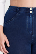 جينز WR.UP® Curvy - خصر مرتفع - طول كامل - أزرق داكن + خياطة زرقاء 