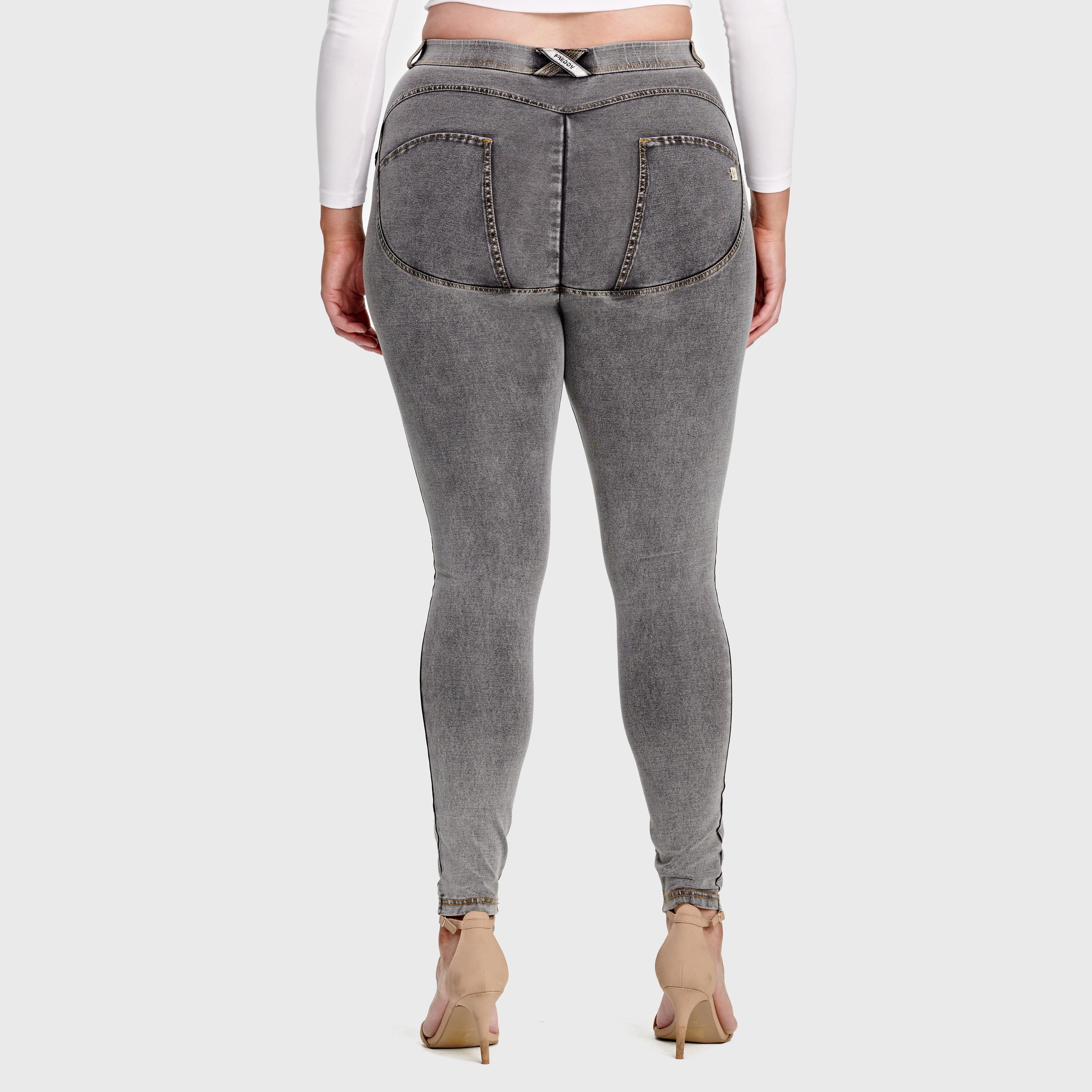 WR.UP® Curvy Denim - High Waisted - Full Length - Grey + Yellow Stitching