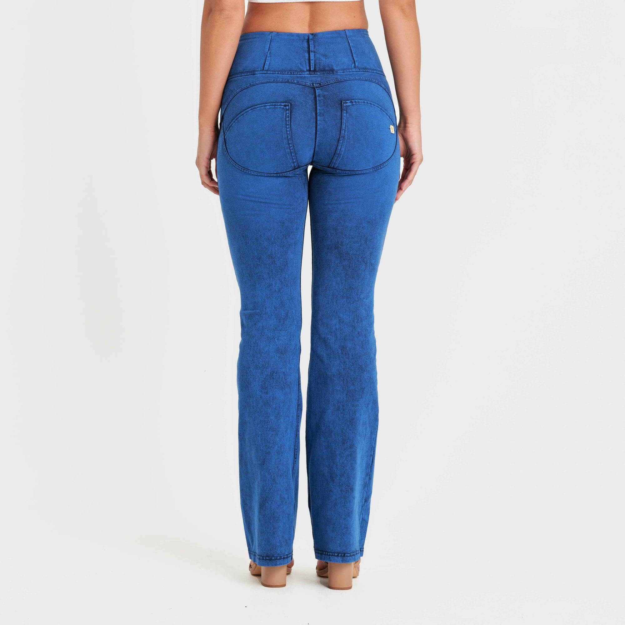 WR.UP® Denim With Front Pockets - Super High Waisted - Flare - Cobalt Blue + Blue Stitching