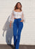 WR.UP® Denim With Front Pockets - Super High Waisted - Flare - Cobalt Blue + Blue Stitching