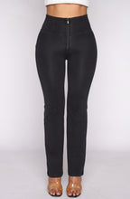 بنطال جينز WR.UP® - خصر مرتفع - فتحة واسعة 7/8 - أسود مع خياطة سوداء