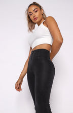 بنطال جينز WR.UP® - خصر مرتفع - فتحة واسعة 7/8 - أسود مع خياطة سوداء