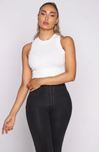 بنطال جينز WR.UP® - خصر مرتفع - فتحة واسعة 7/8 - أسود مع خياطة سوداء