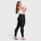 WR.UP® Curvy Fashion - بنطال بخصر عالٍ وسحاب - طول كامل - أسود