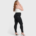 WR.UP® Curvy Fashion - بنطال بخصر عالٍ وسحاب - طول كامل - أسود