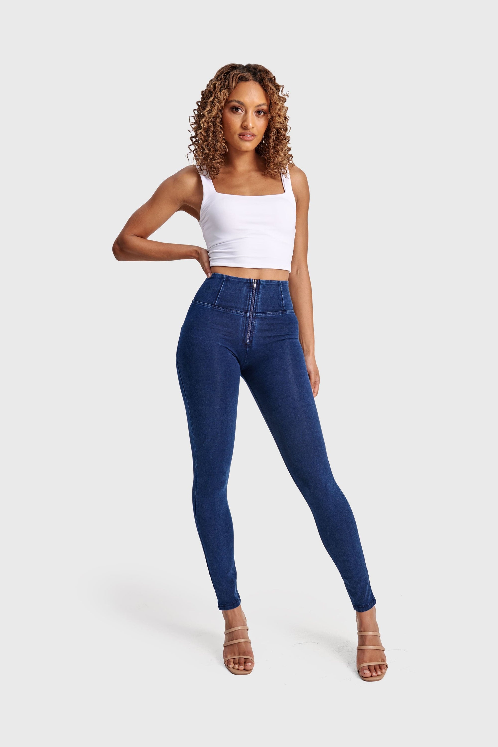 WR.UP® Denim - High Waisted - Full Length - Dark Blue + Blue Stitching