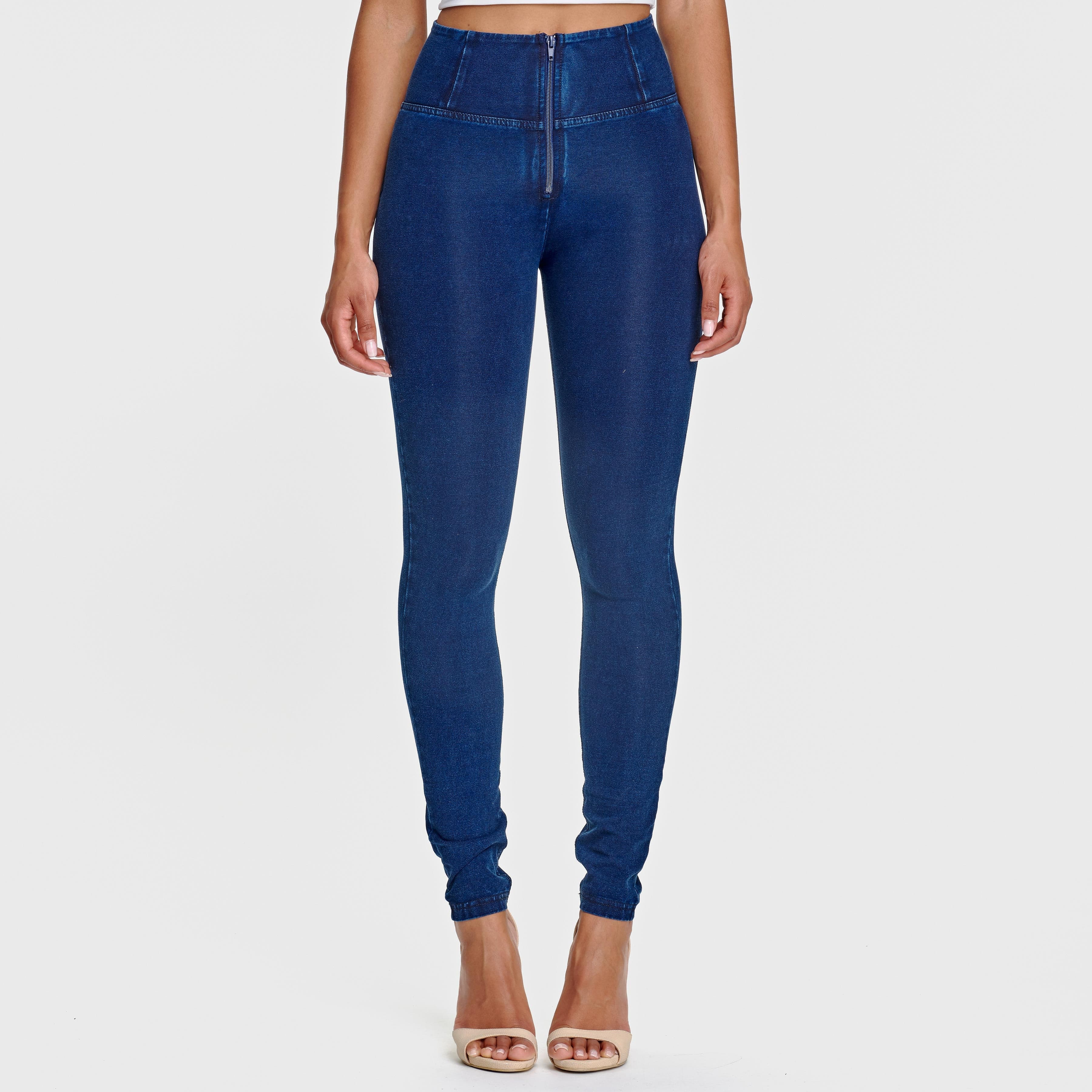 WR.UP® Denim - High Waisted - Full Length - Dark Blue + Blue Stitching