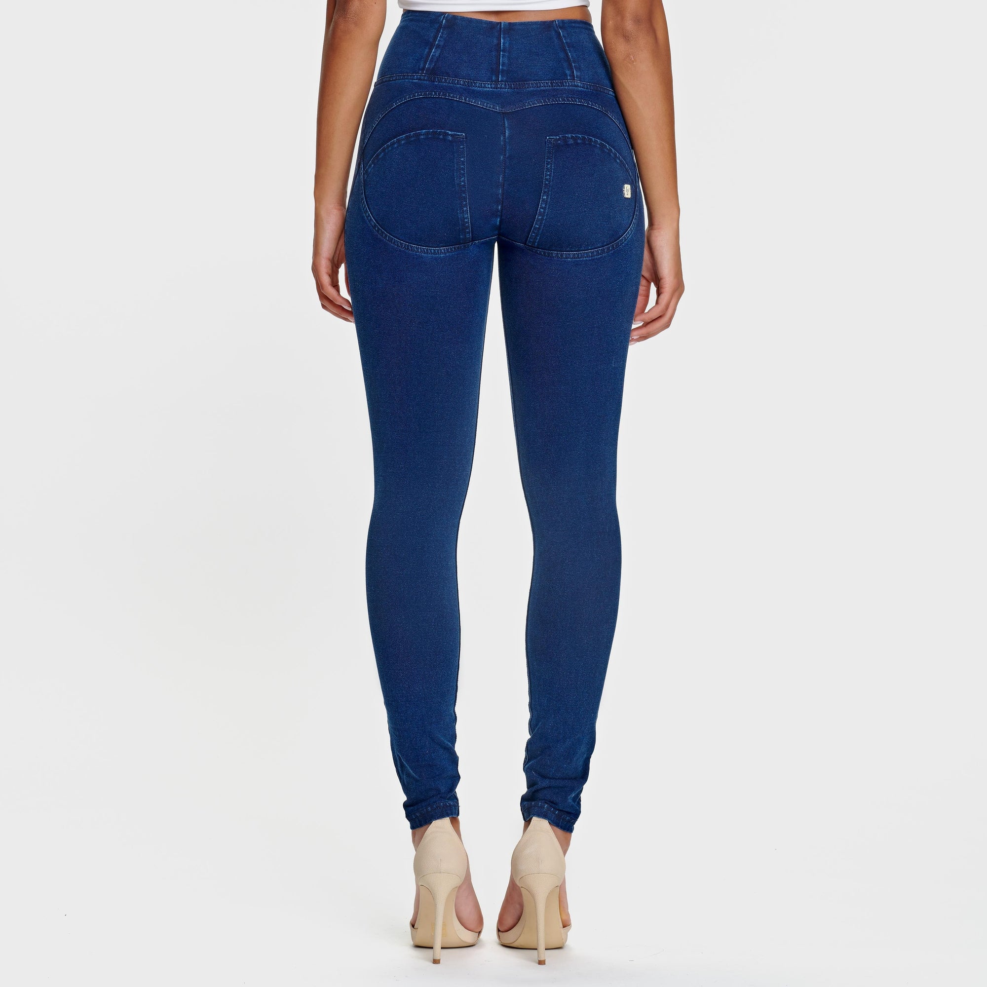 WR.UP® Denim - High Waisted - Full Length - Dark Blue + Blue Stitching